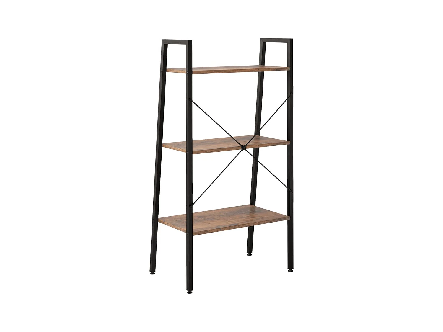 Étagère sur pied 3 niveaux Marron foncé et noir 56x35x108 cm