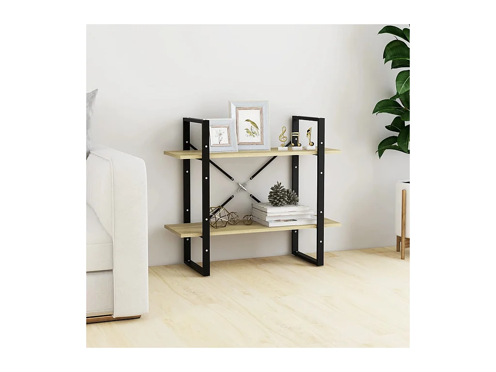 Bibliothèque à 2 niveaux chêne sonoma bois d'ingénierie