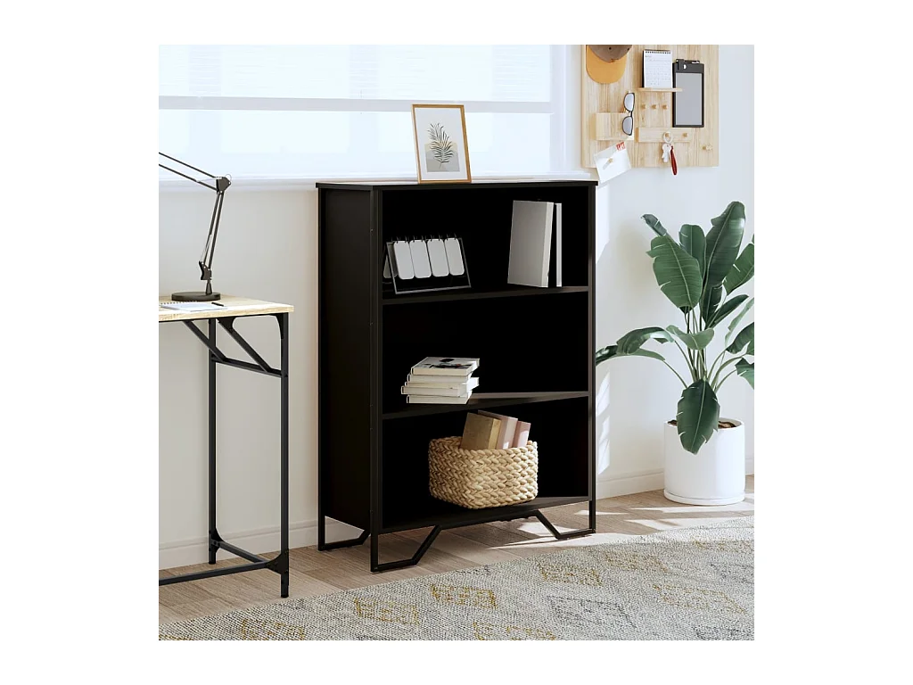 Librería negra 80x31x106 cm madera contrachapada
