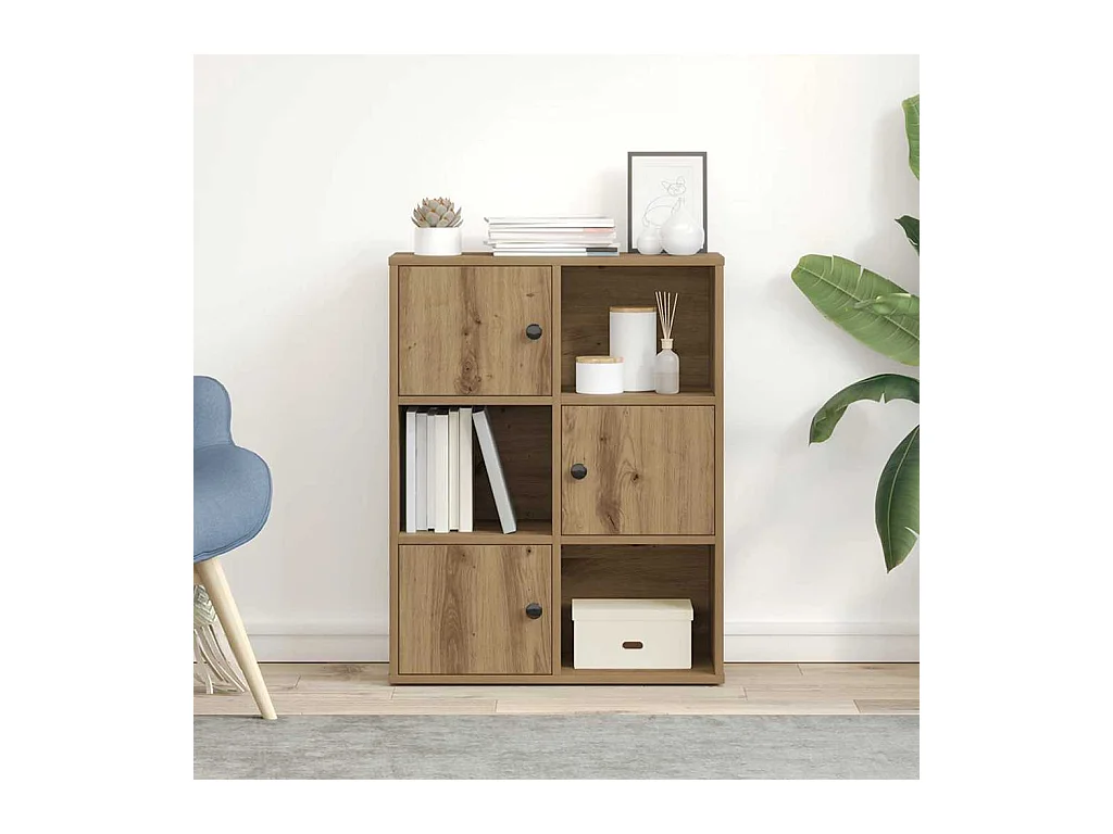 Bibliothèque chêne artisanal 60x24x76,5 cm bois d'ingénierie