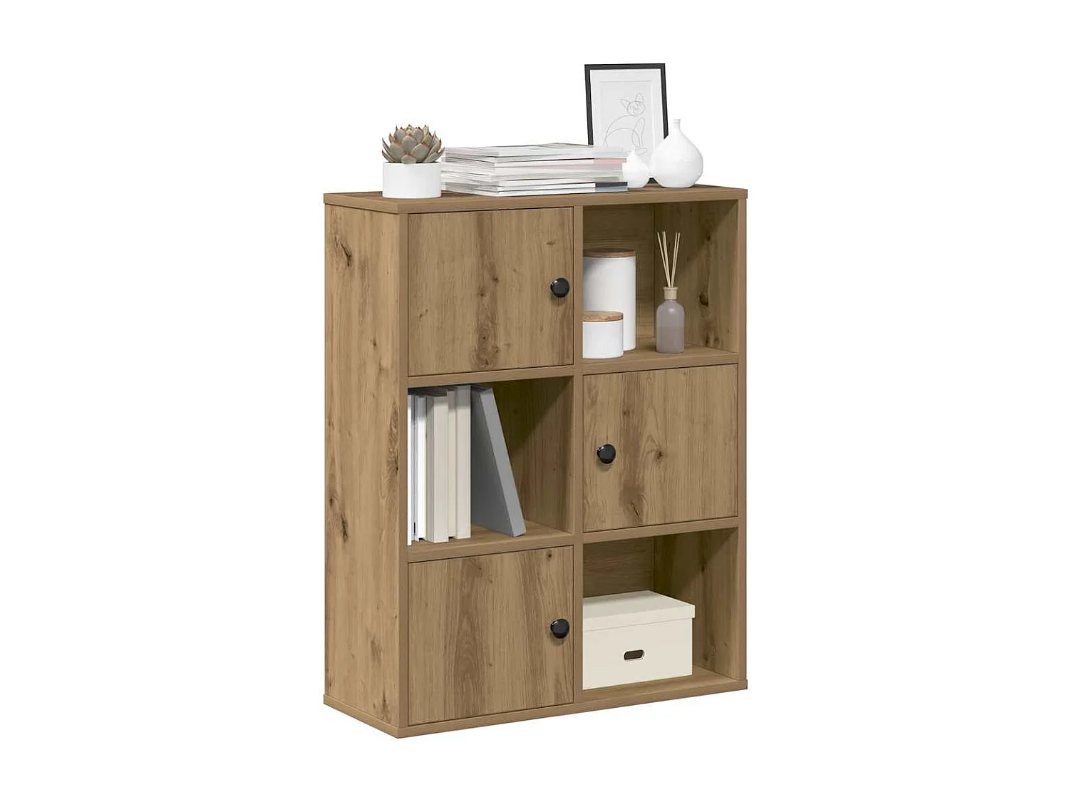 Bibliothèque chêne artisanal 60x24x76,5 cm bois d'ingénierie