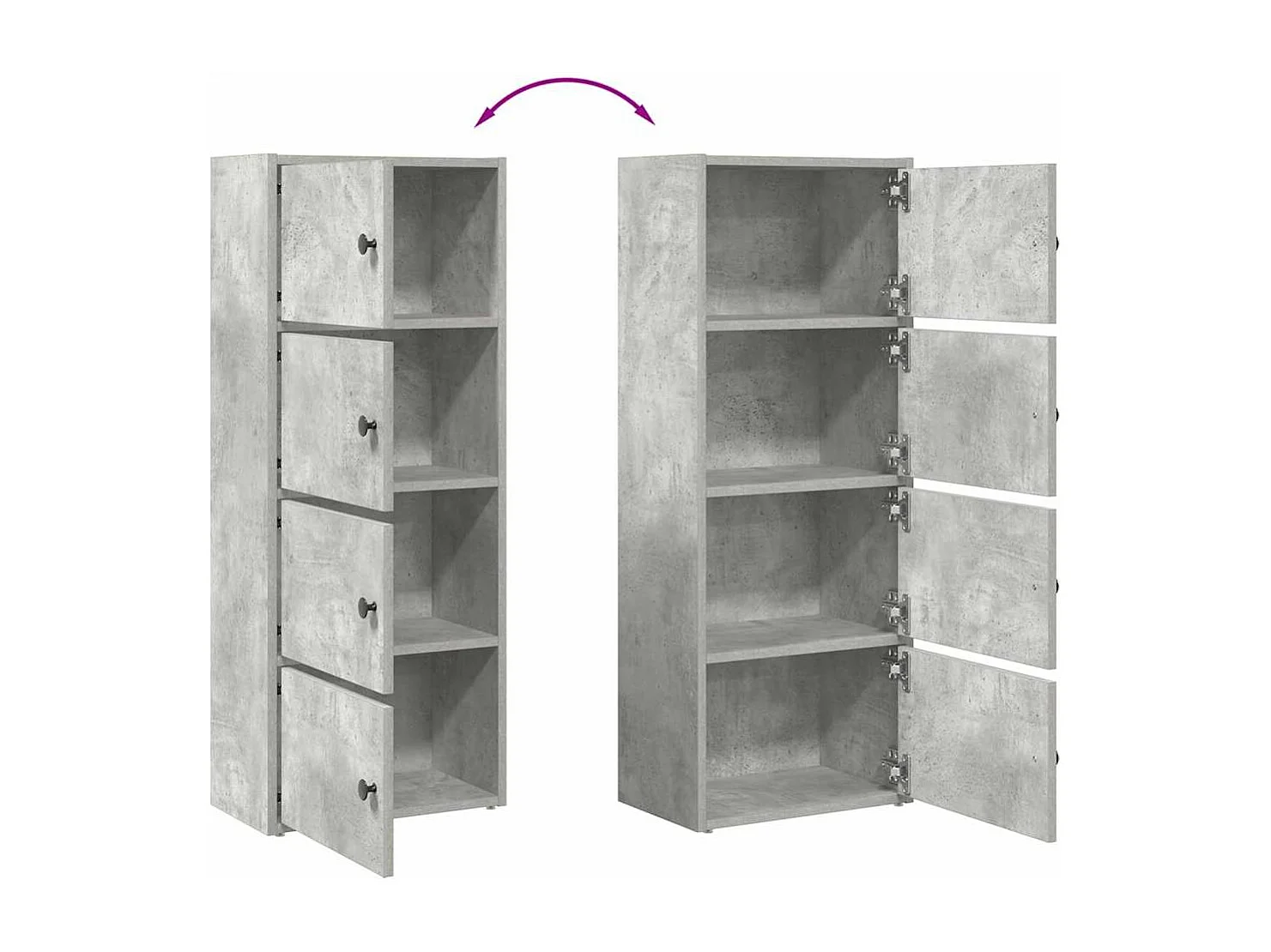 Libreria grigio cemento 40x24x102 cm in legno ingegnerizzato