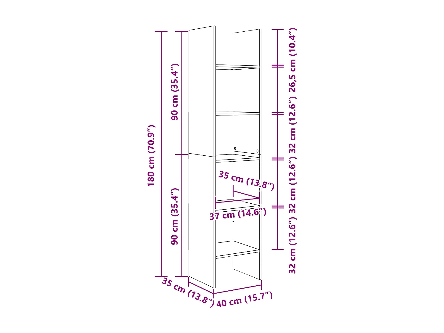 Bibliothèque Chêne noir 40 x 35 x 180 cm Bois d'ingénierie
