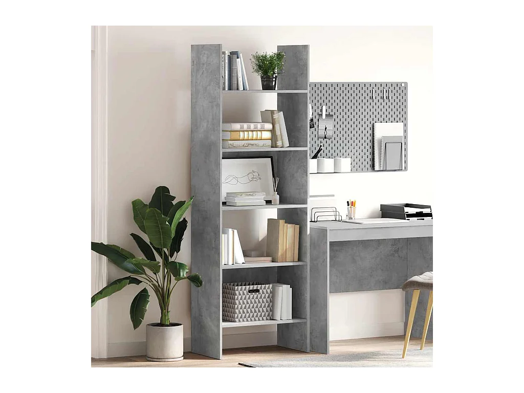 Bibliothèque Gris béton 60x35x180 cm Bois d’ingénierie