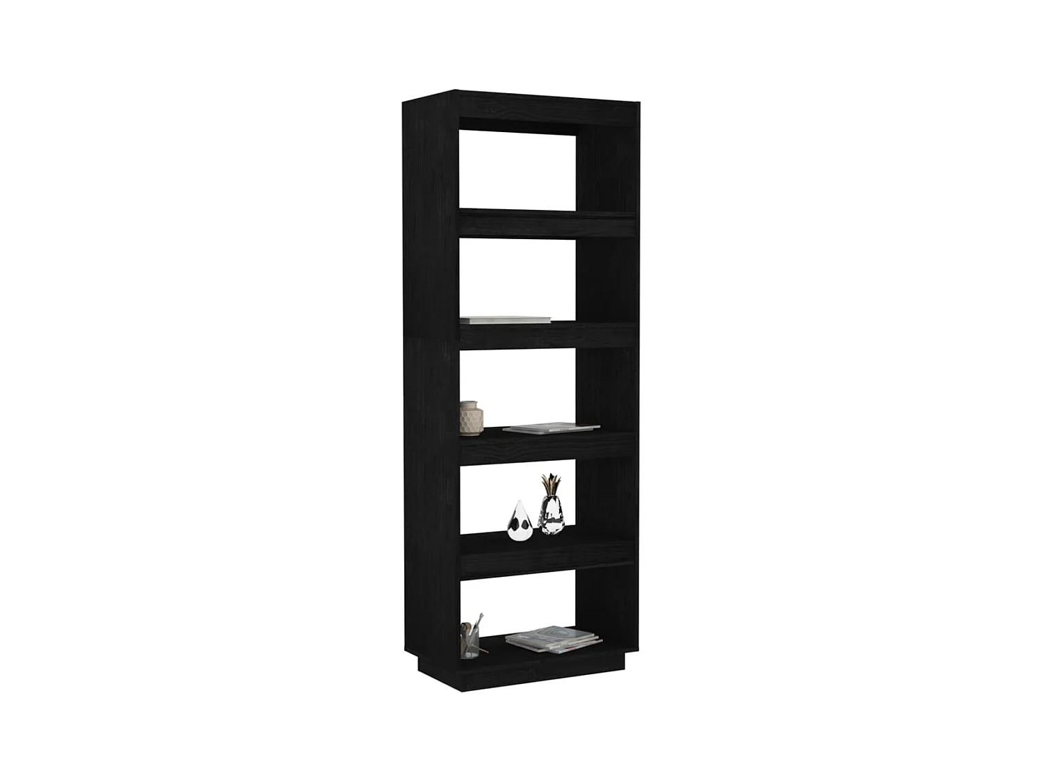 Bibliothèque/Séparateur de pièce Noir 60x35x167 cm Pin massif