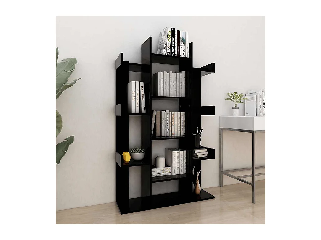 Libreria nera 86x25,5x140 cm in legno ingegnerizzato