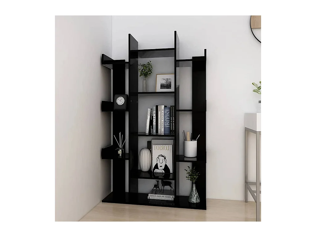 Libreria nera 86x25,5x140 cm in legno ingegnerizzato