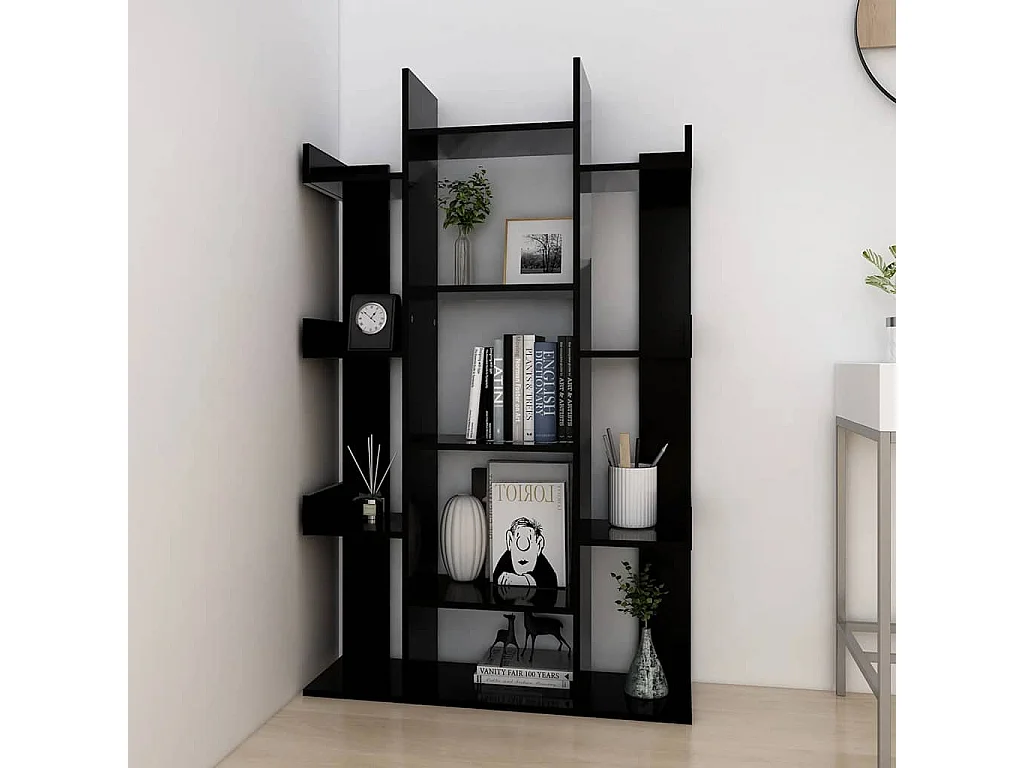 Libreria nera 86x25,5x140 cm in legno ingegnerizzato