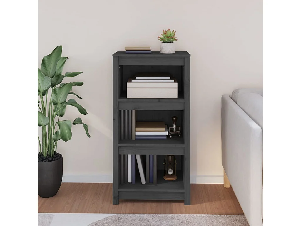 Bibliothèque Gris 50x35x97 cm Bois de pin massif