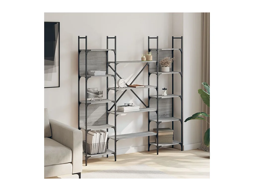 Sonoma grijze boekenkast 155,5x24x166,5 cm bewerkt hout