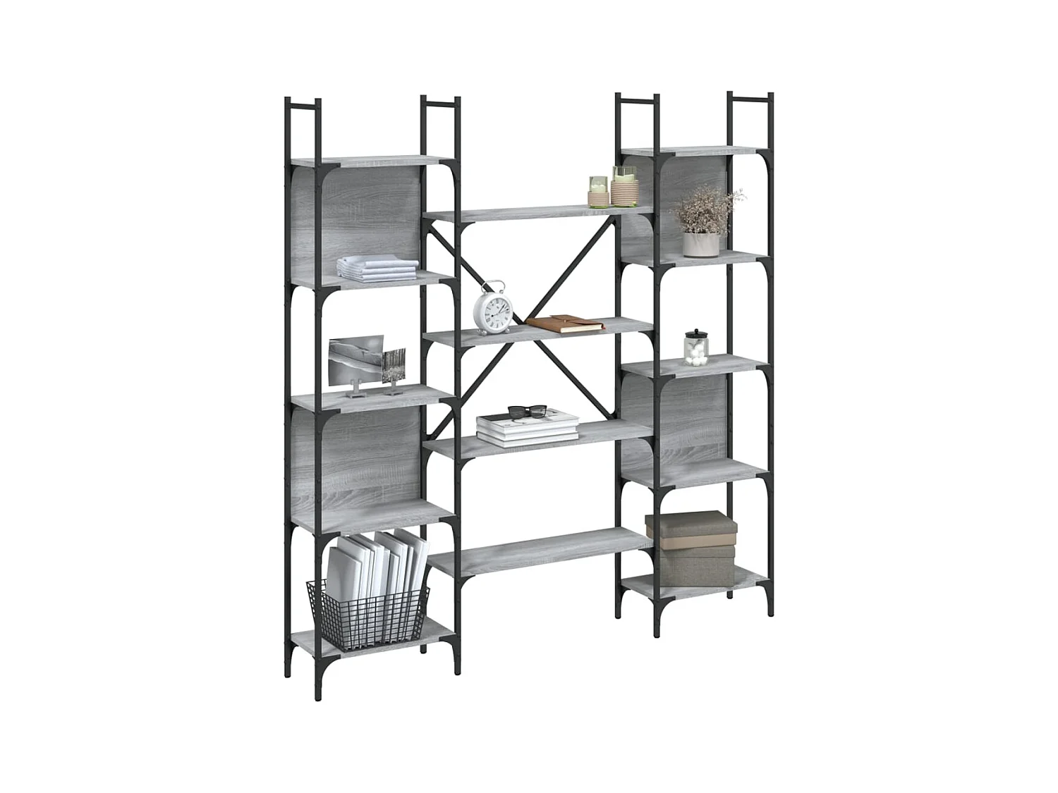 Sonoma grijze boekenkast 155,5x24x166,5 cm bewerkt hout