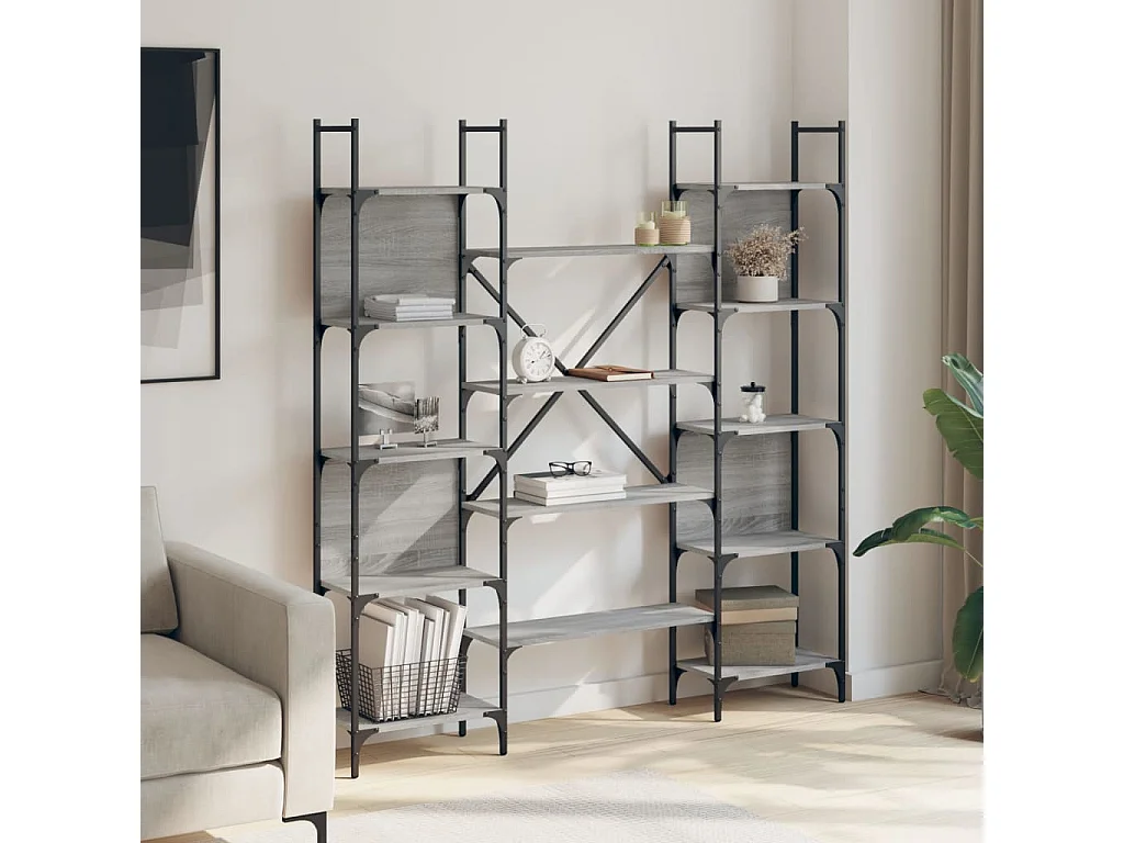 Libreria grigia Sonoma 155,5x24x166,5 cm in legno ingegnerizzato