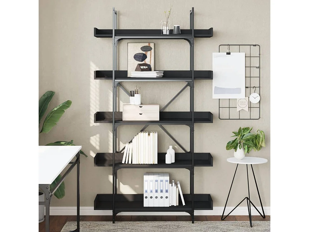 Librería de 5 niveles negra 100x33x180,5 cm madera de ingeniería