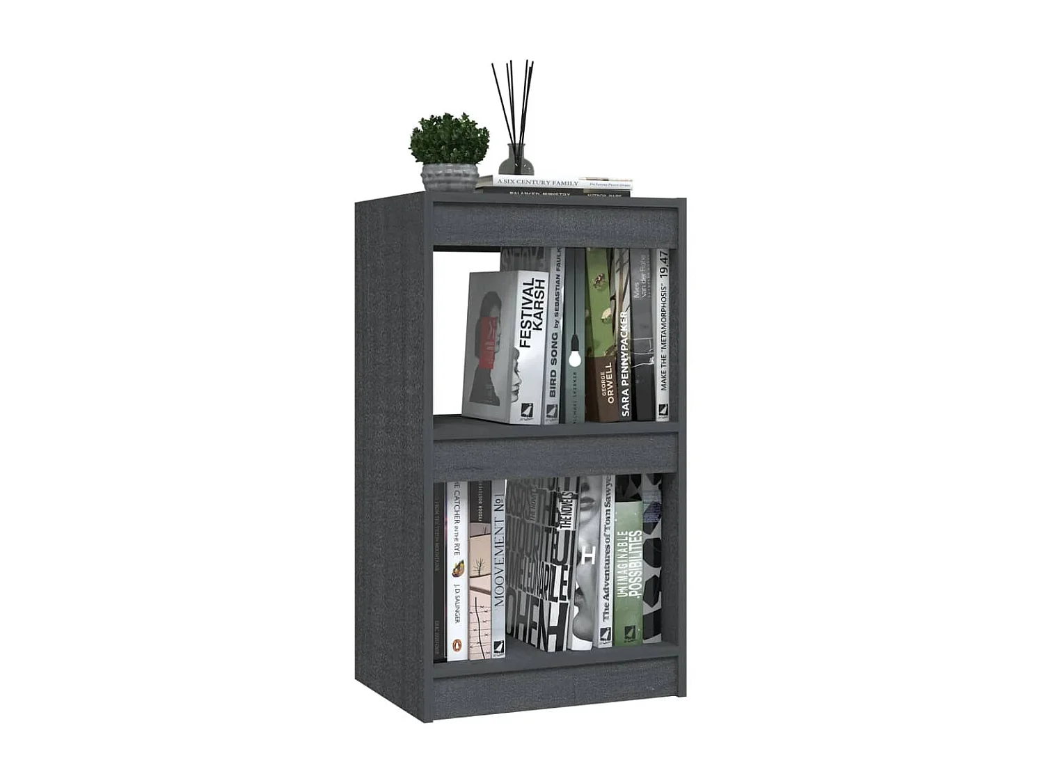 Bibliotheek Grijs 40x30x71,5 cm Massief grenenhout