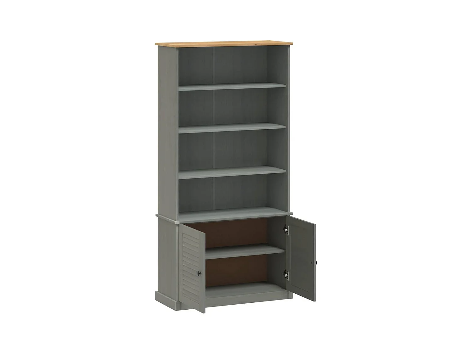 VIGO bibliotheek grijs 85x35x170 cm massief grenenhout