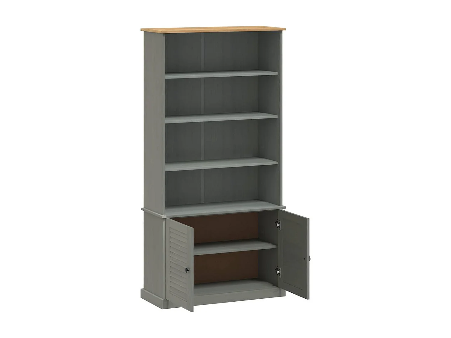 Libreria VIGO grigia 85x35x170 cm in legno massello di pino