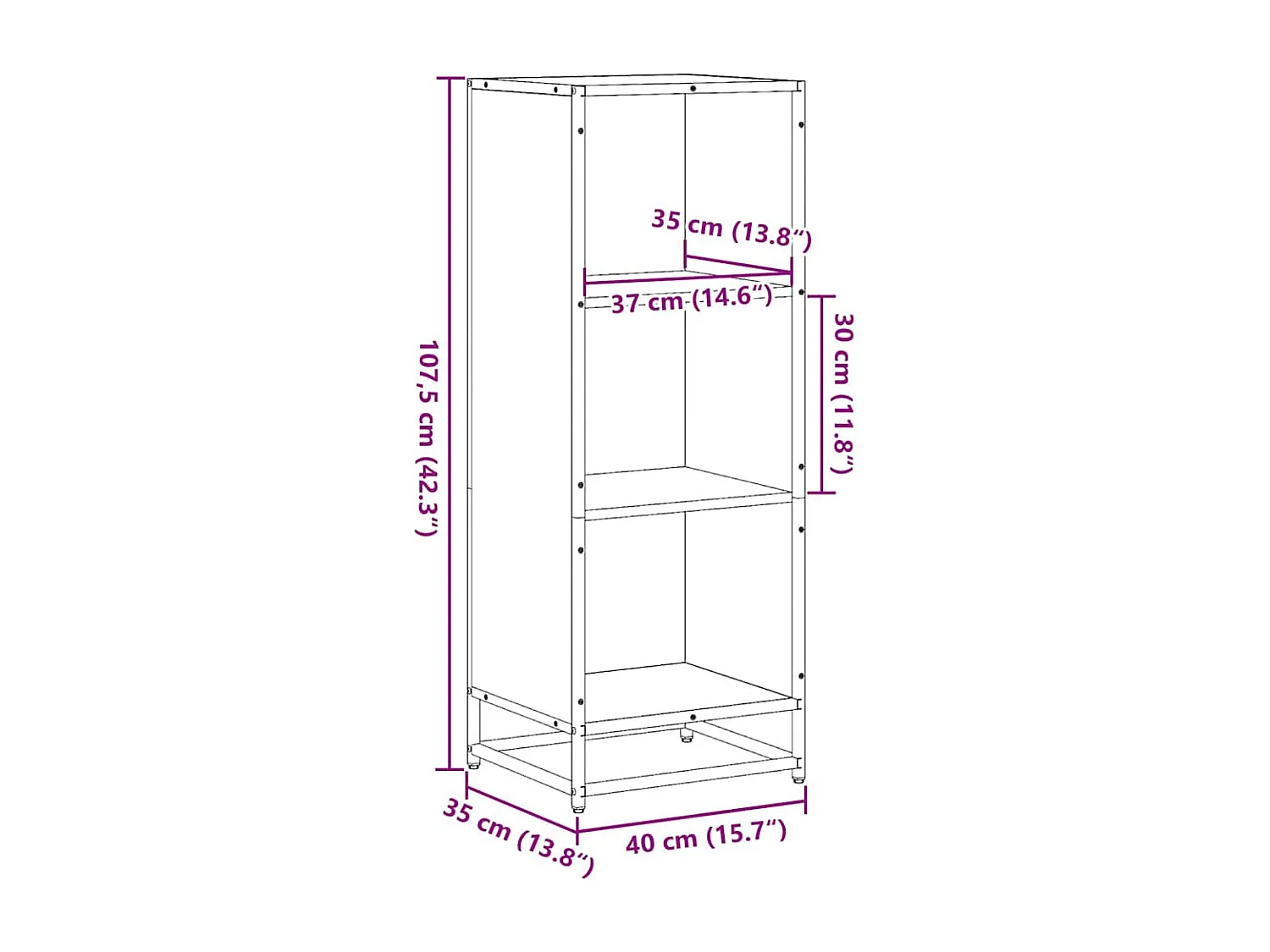 Bibliothèque chêne marron 40x35x107,5 cm bois d'ingénierie