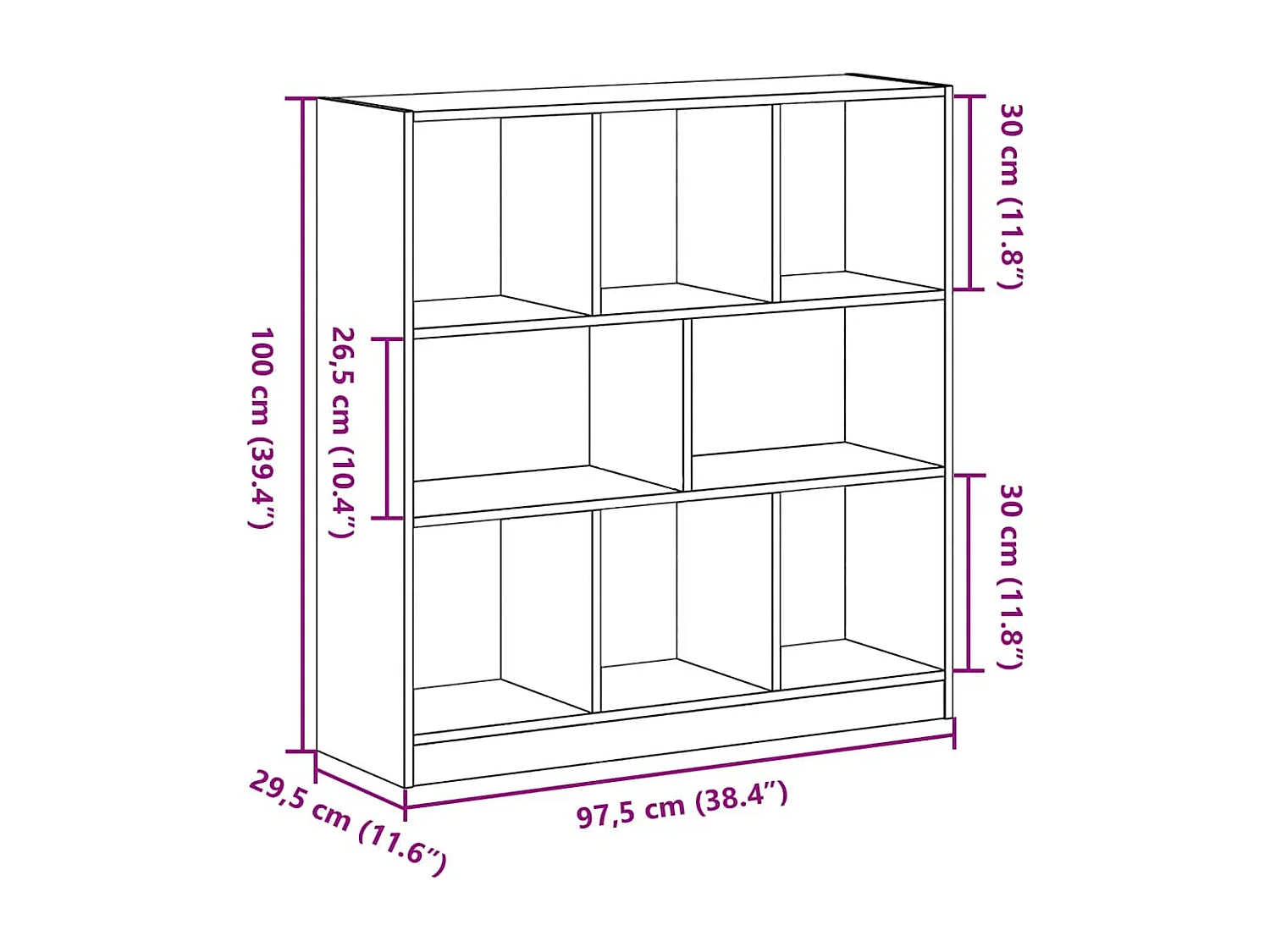 Bibliothèque chêne noir 97,5x29,5x100 cm bois d'ingénierie
