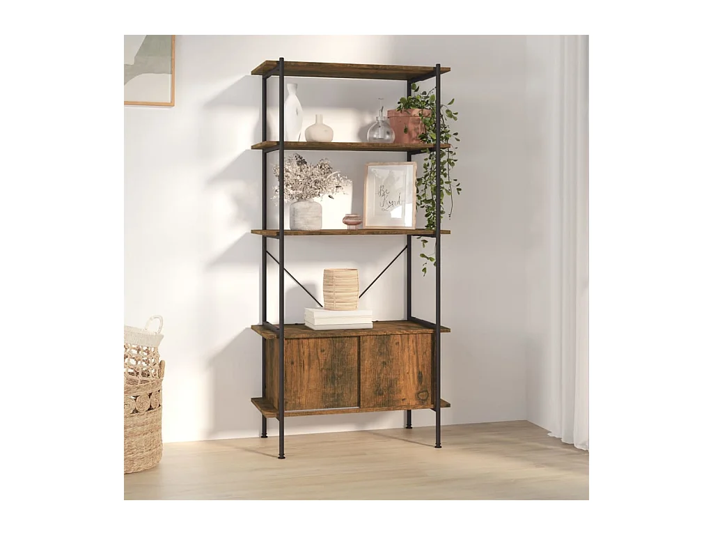 Étagère à 5 niveaux armoire 80x40x163cm Acier bois d'ingénierie