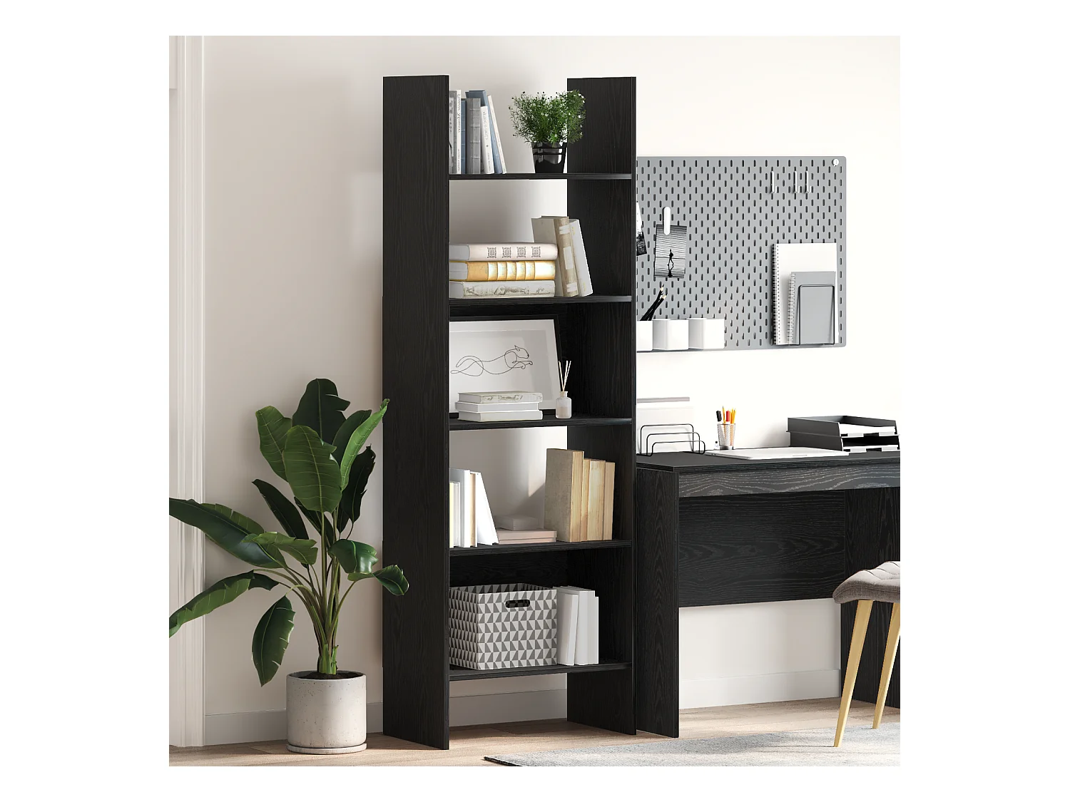 Librería de roble negro 60 x 35 x 180 cm Madera de ingeniería