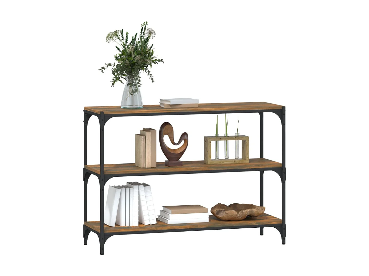 Bibliothèque Chêne fumé 100x33x70,5 cm Bois d'ingénierie acier