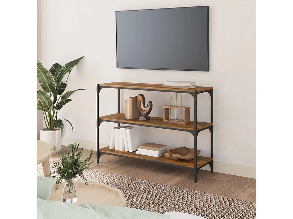 Bibliothèque Chêne fumé 100x33x70,5 cm Bois d'ingénierie acier