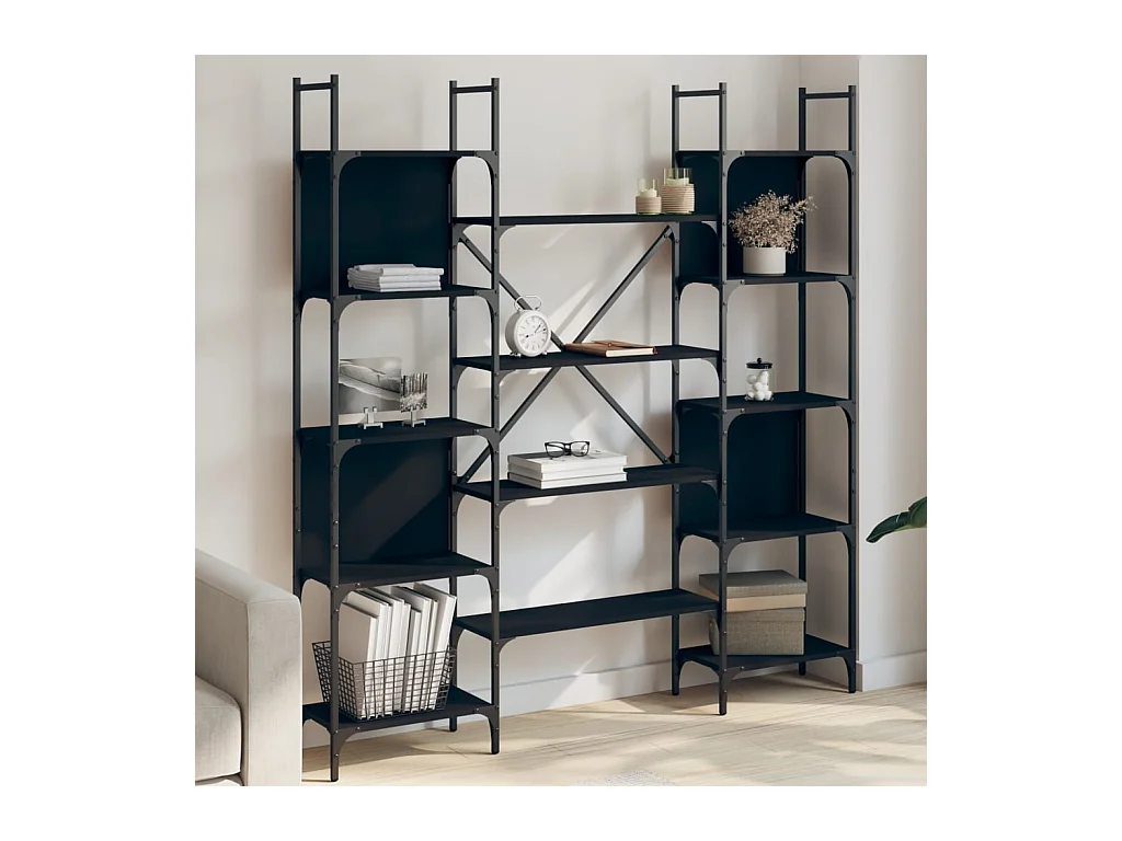 Schwarzes Bücherregal 155,5 x 24 x 166,5 cm, Holzwerkstoff