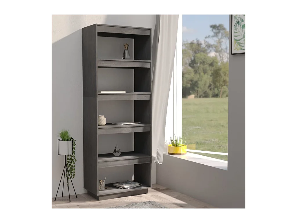 Bibliothèque/Séparateur de pièce Gris 60x35x167 cm Pin massif