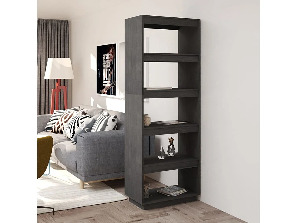 Bibliothèque/Séparateur de pièce Gris 60x35x167 cm Pin massif