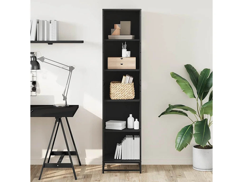 Bibliothèque noir 40x35x170,5 cm bois d'ingénierie