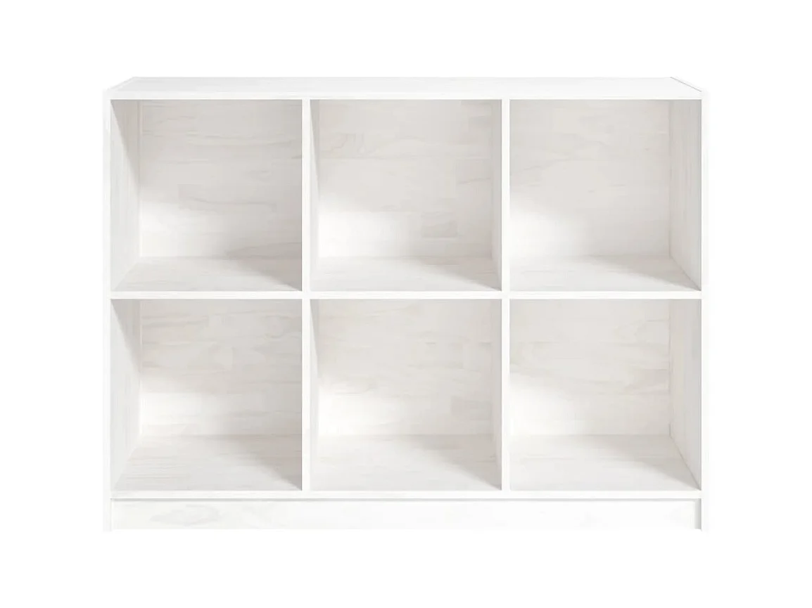 Libreria bianca 104x33x76 cm in legno massello di pino