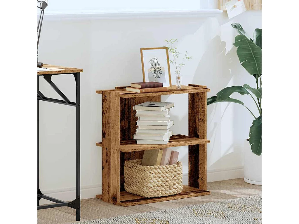 Librería de 3 niveles, madera vieja, 60x30x60 cm, madera de ingeniería