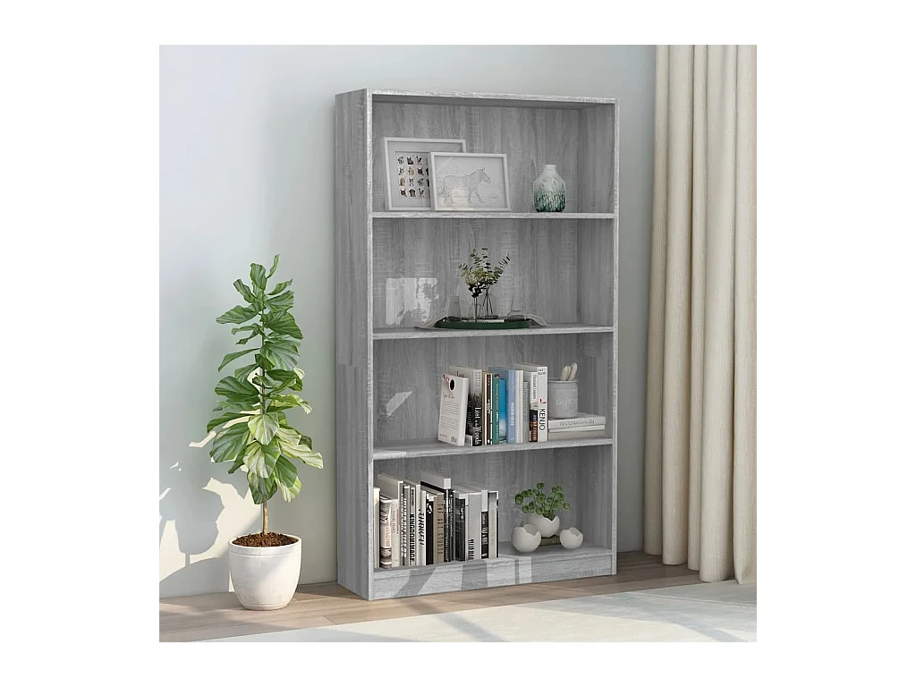 Bibliothèque 4 niveaux Sonoma gris 80x24x142 cm