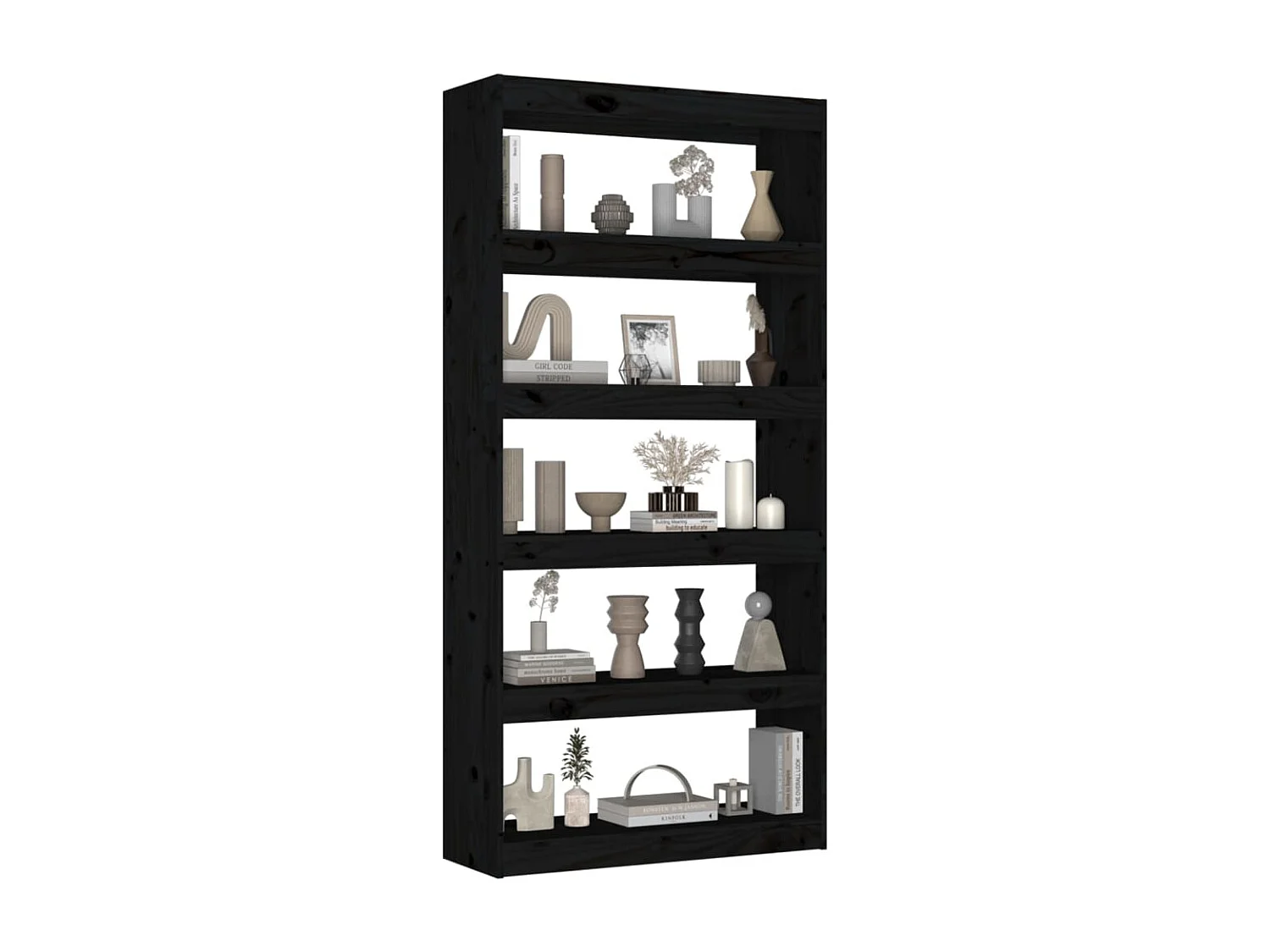 Libreria/Divisorio Nero 80x30x167,4 cm Pino Massiccio