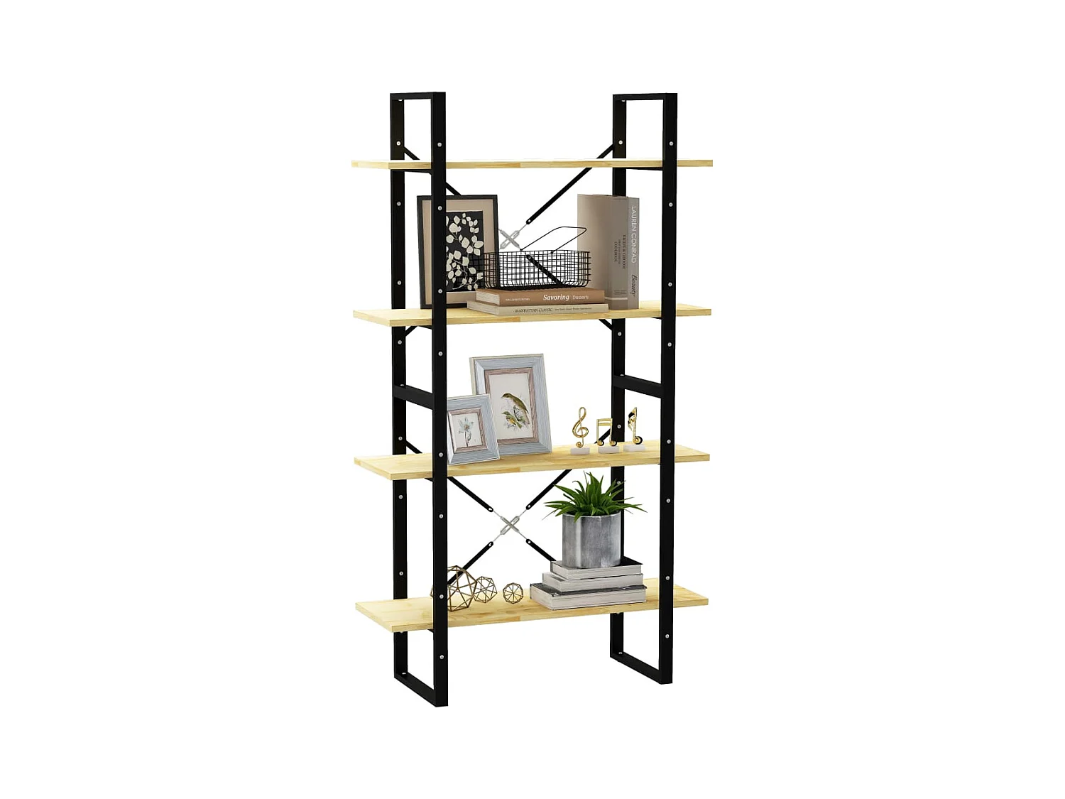 Bibliothèque à 4 niveaux 80x30x140 cm bois de pin massif