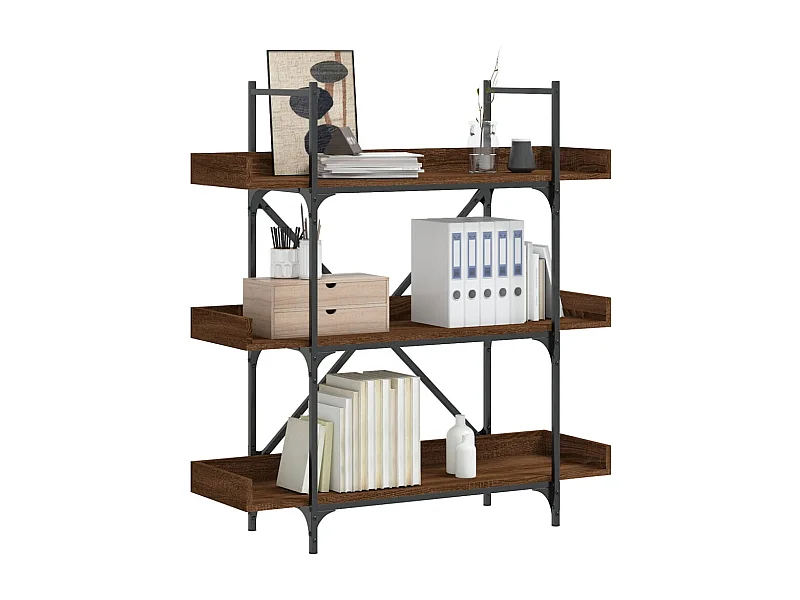 Libreria a 3 ripiani, rovere marrone, 100x33x108,5 cm
