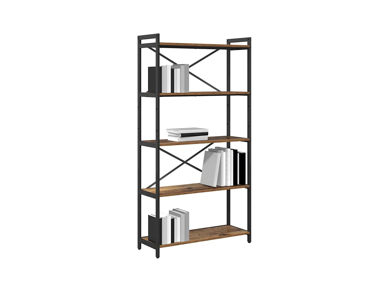 Bibliothèque Bois ancien 80 x 30 x 153 cm Bois et acier