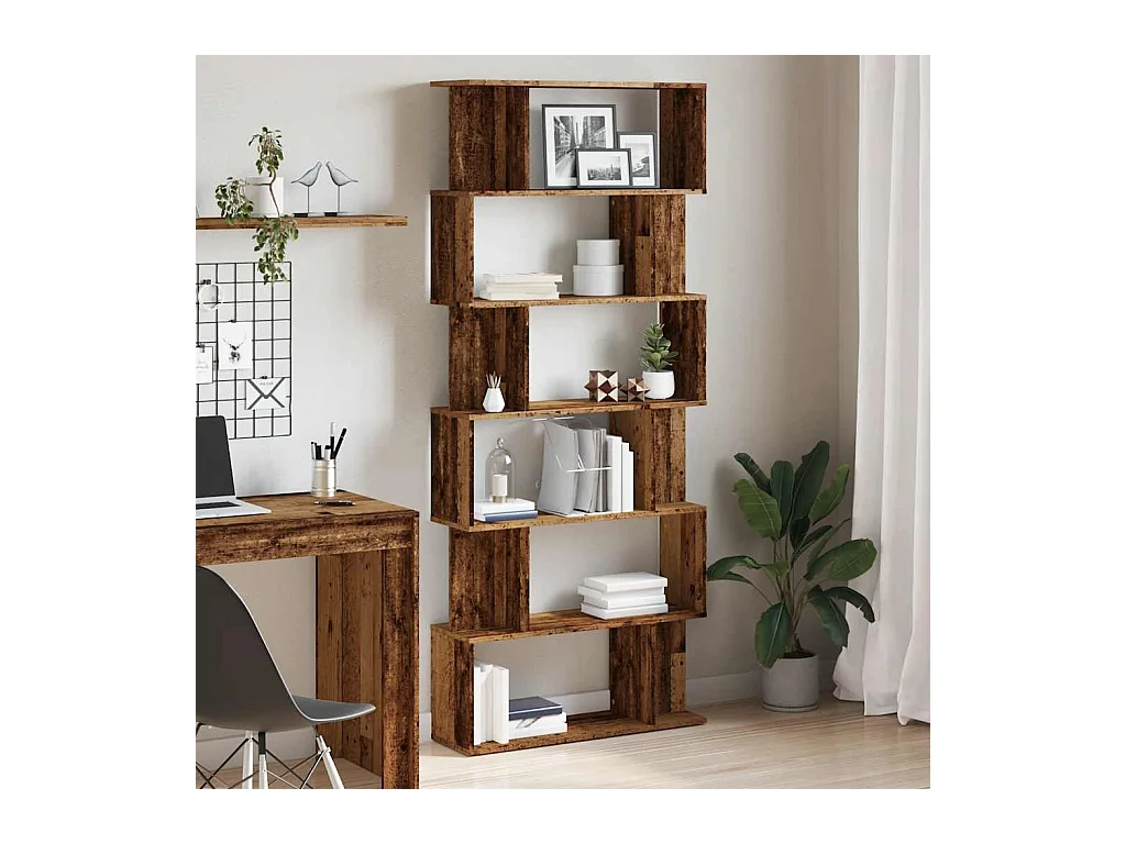 Bibliothèque vieux bois 80x24x192 cm bois d'ingénierie