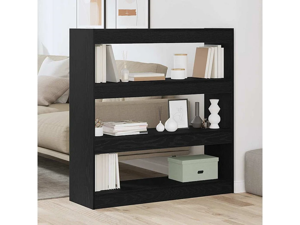 Cabinet à livres/Cloison Chêne Noir 100x30x103cm Bois d'ingénierie