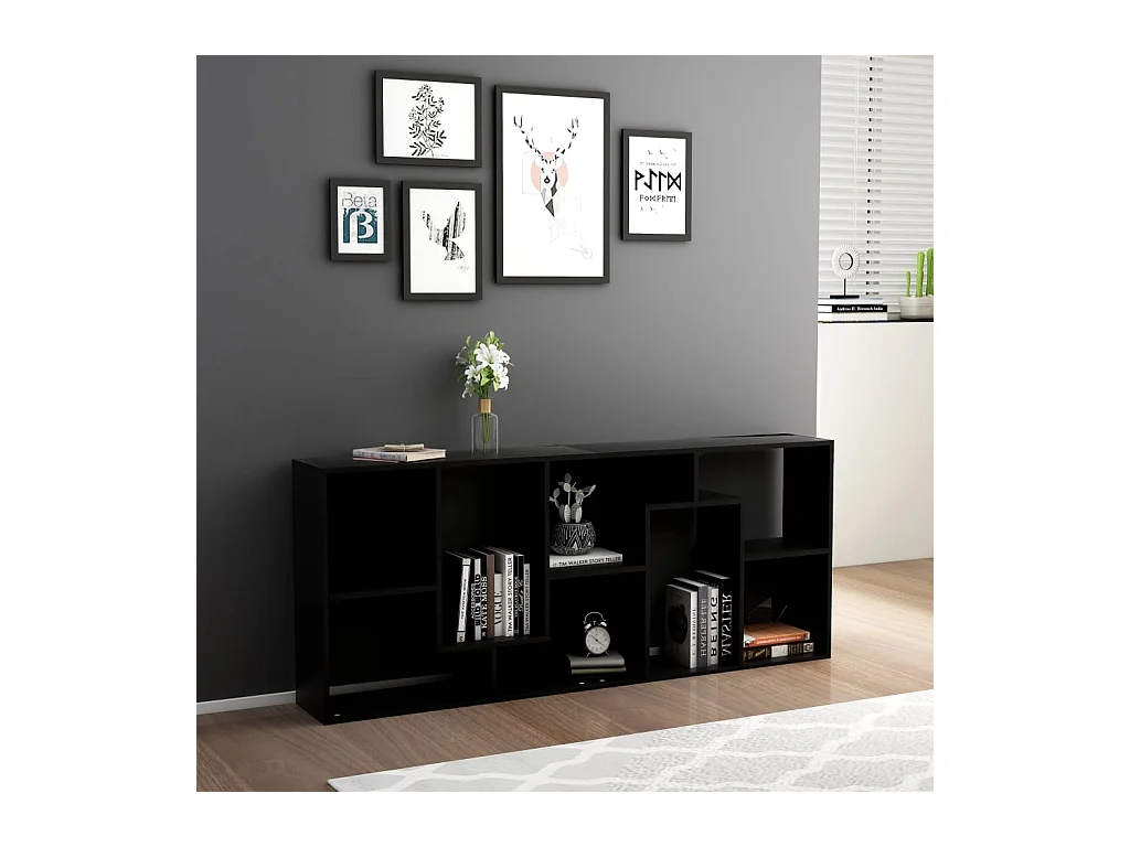 Bibliothèque Noir 67x24x161 cm Bois d'ingénierie