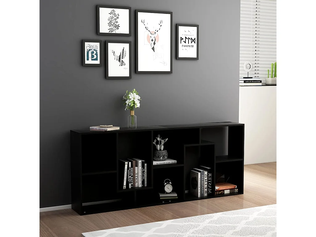 Bibliothèque Noir 67x24x161 cm Bois d'ingénierie