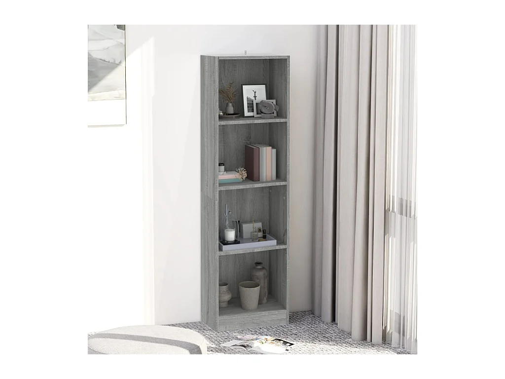 Bibliothèque 4 niveaux Sonoma gris 40x24x143 cm
