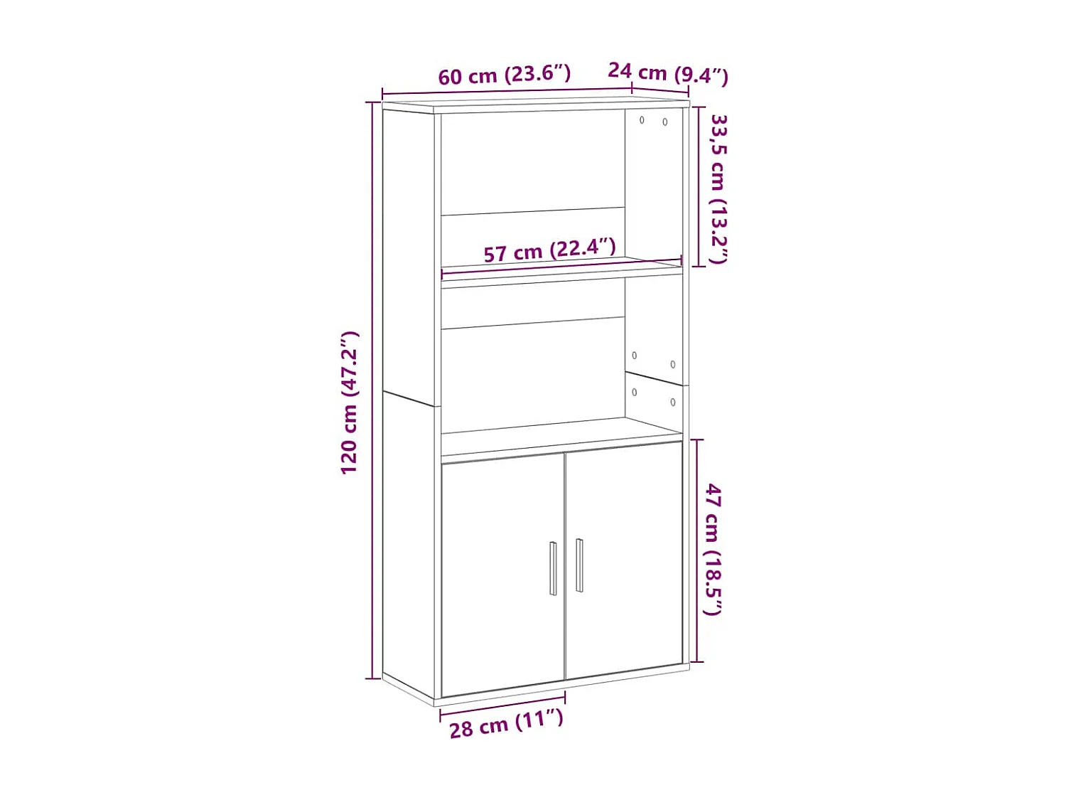 Bibliothèque blanc 60x24x120 cm bois d'ingénierie