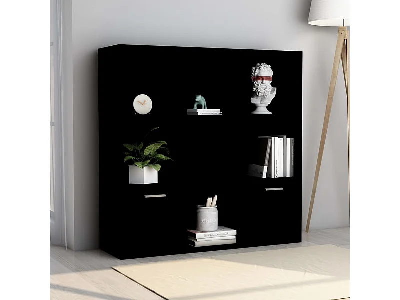 Librería negra de madera de ingeniería de 98x30x98 cm