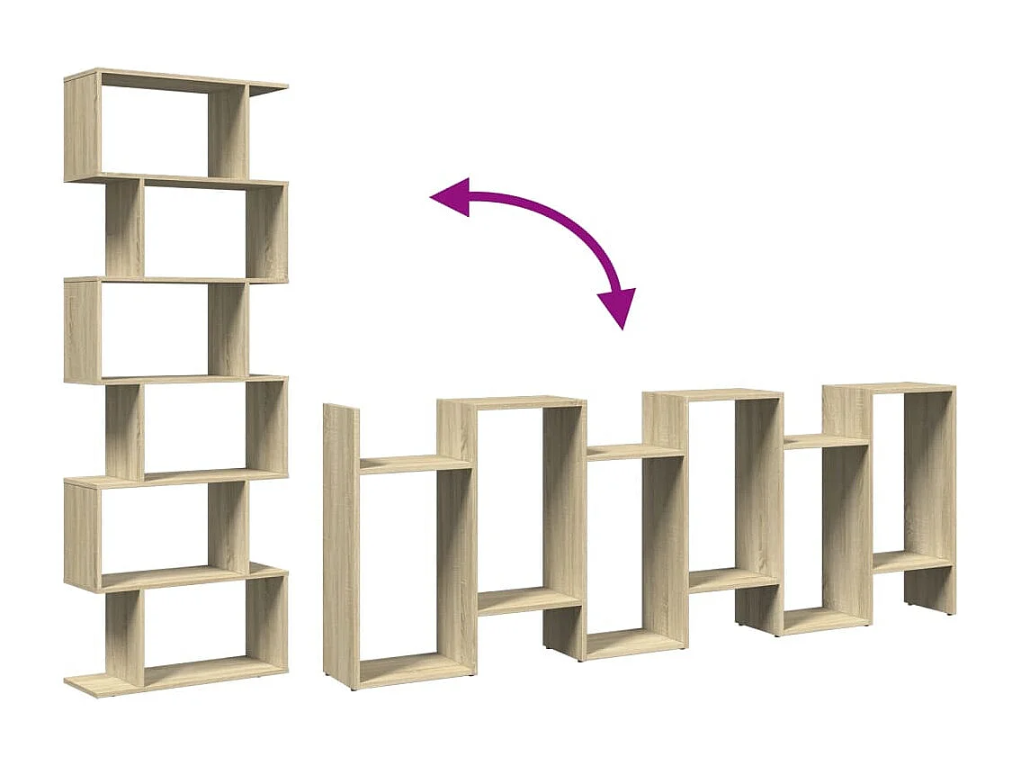 Scaffale divisorio a 6 ripiani in rovere Sonoma 70x24x193cm