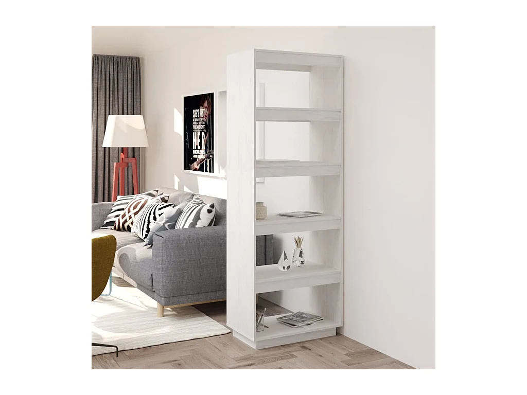 Bibliothèque/Séparateur de pièce Blanc 60x35x167 cm Pin massif