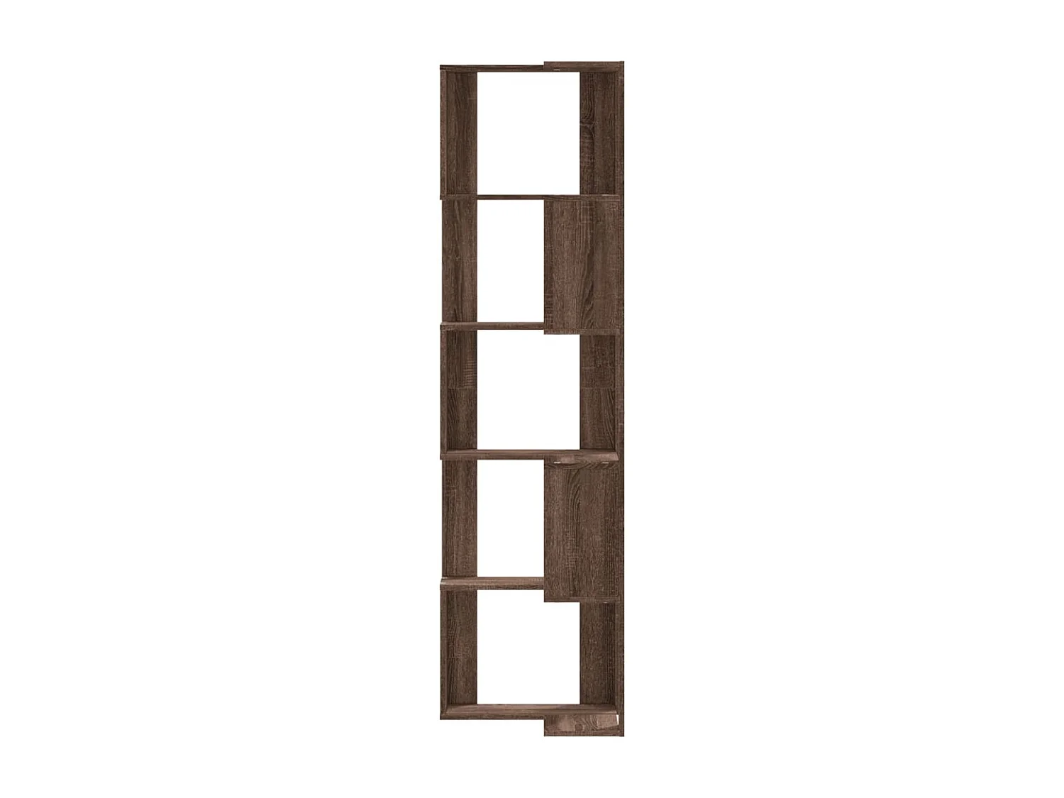 Bibliothèque d'angle à 5 niveaux chêne marron bois d'ingénierie