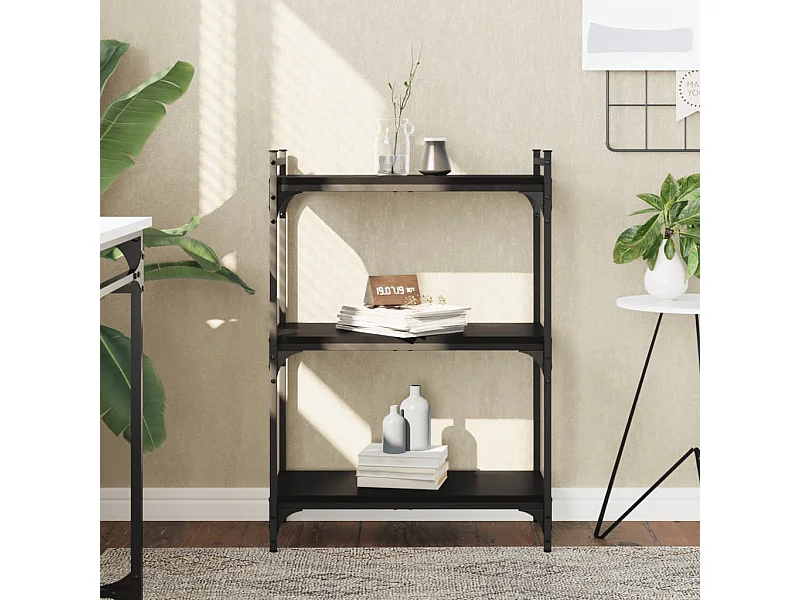 3-laags boekenkast zwart 60x30x86 cm bewerkt hout