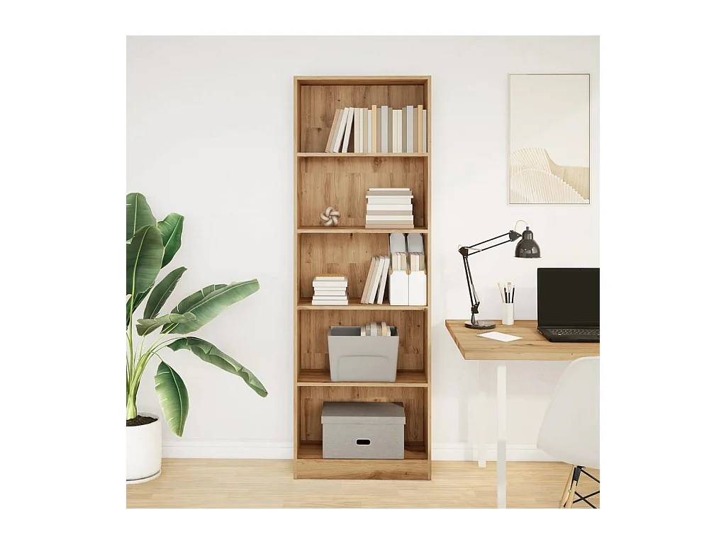 Bibliothèque chêne artisanal 60x24x176 cm bois d'ingénierie