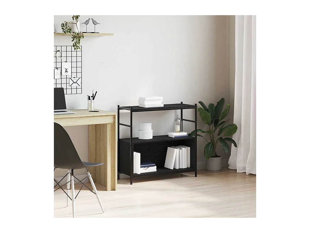 Bibliothèque Chêne Noir 80x30x78,5 cm Bois Égalisé